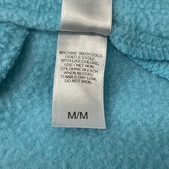 Fleece Bath Robe Medium Blue Coffee Cup Embroidered‎ Cozy Lounge Sleep Wear - Picture 9 of 10